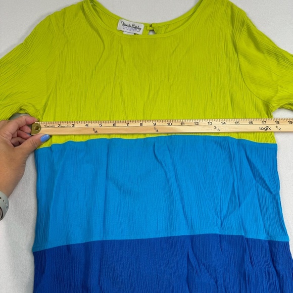 Diane Von Furstenberg Short Sleeve Gauze Midi Dress Womens SZ Large Multi Color - Picture 5 of 9